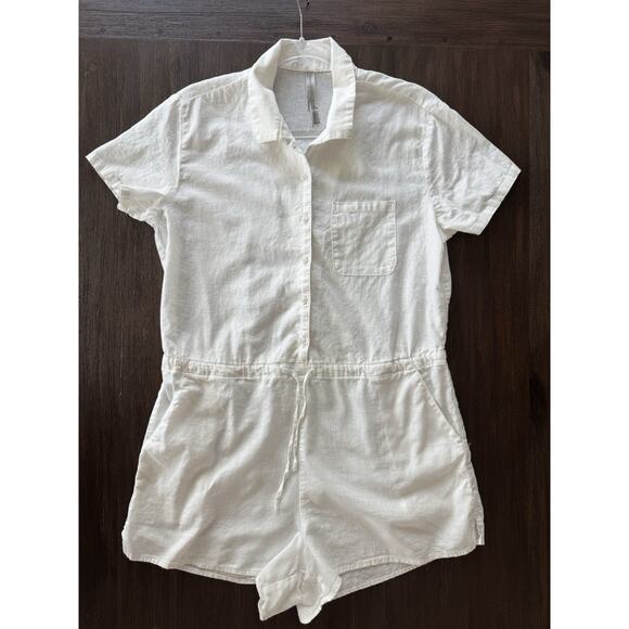 Victoria’s Secret Romper Playsuit White Linen Cover-Up Swim M - Picture 1 of 9
